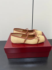 GG MARY JANE 25S IN NATURAL STRAW WITH GOLD HARDWARE