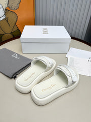 PLATFORM SLIDES 25S 50MM IN WHITE CALFSKIN AND ELECTRIC FABRIC