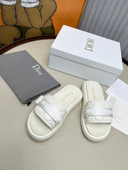 PLATFORM SLIDES 25S 50MM IN WHITE CALFSKIN AND ELECTRIC FABRIC