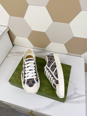 GG JULIO SNEAKER WITH WEB NAVY PATTERNED CANVAS