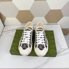GG JULIO SNEAKER WITH WEB NAVY PATTERNED CANVAS