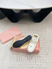 MARY JANE FLATS IN WHITE SMOOTH LAMBSKIN