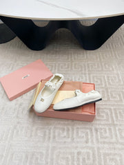 MARY JANE FLATS IN WHITE SMOOTH LAMBSKIN