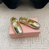 MARY JANE FLATS IN GOLD METALLIC SMOOTH LAMBSKIN