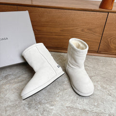 BALENCIAGA 25S ALASKA ANKLE BOOTS IN WHITE SUEDE