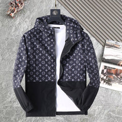 LV HOODED JACKET NAVY BLUE MONOGRAM AND BLACK 239169