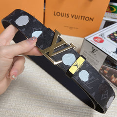 LV 25S BELT 38 MM IN DARK CHARCOAL GRAY CALFSKIN 593280