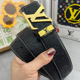 LV 25S BELT 38 MM IN BLACK CALFSKIN STAMP LOGO 593293