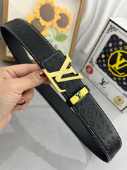 LV 25S BELT 38 MM IN BLACK CALFSKIN STAMP LOGO 593293
