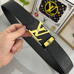 LV 25S BELT 38 MM IN BLACK CALFSKIN STAMP LOGO 593296