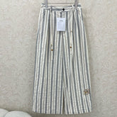 CHANEL STRIPED LINEN WIDE-LEG PANTS 275056