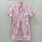 DIOR STAND-COLLAR HALF-ZIP PRINTED DRESS 275175