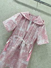 DIOR HOODED HALF-ZIP PRINTED DRESS 275178