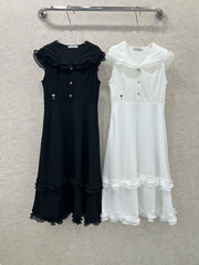 DIOR SLEEVELESS DRESS WITH RUFFLED SHOULDERS AND HEM 269143