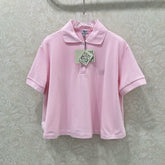 LOEWE OVERSIZED CROPPED POLO SHIRT WITH EMBROIDERED LOGO IN PINK
