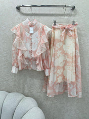 ZIMMER FLORAL PRINTED PINK CHIFFON SET 269185