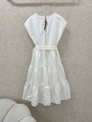 LV WHITE SLEEVELESS DRESS WITH BELT 269224
