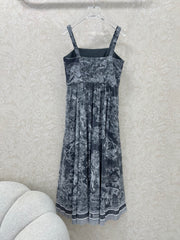 DIOR SPAGHETTI STRAP DRESS IN DARK GREY