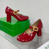 ATOMIC MARY-JANE PUMP 9 CM IN RUBY RED CALFSKIN