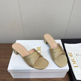 DIOR HIGH HEEL 25S 45 MM IN BEIGE FABRIC WITH GOLD HARDWARE