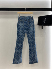 CHANEL FLARED JEANS WITH LOGO PRINT 263984