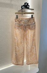 CHANEL BEIGE PRINTED DENIM PANTS