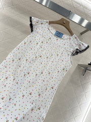 PRADA COTTON DRESS WITH LACE MIXED SLEEVES