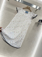 PRADA COTTON DRESS WITH LACE MIXED SLEEVES