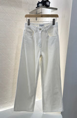 CHANEL WHITE STRAIGHT-LEG JEANS