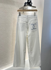 CHANEL WHITE STRAIGHT-LEG JEANS
