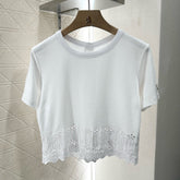 LV 25S EMBROIDERED CROP TEE IN COTTON 265558