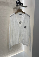LOEWE HOLLOW KNITTED CARDIGAN DRESS SET 276594
