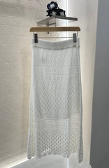 LOEWE HOLLOW KNITTED CARDIGAN DRESS SET 276594