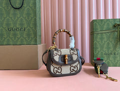 BAMBOO 1947 MINI BAG 17 IN BROWN CALFSKIN AND BEIGE CANVAS