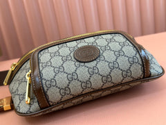 OPHIDIA BELT BAG 28 IN BROWN AND BEIGE GG CALFSKIN