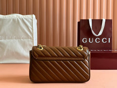 MARMONT MEDIUM SHOULDER BAG 26 IN BROWN MATELASSE CHEVRON LAMBSKIN