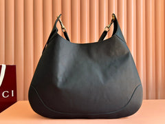 B LARGE SHOULDER BAG 49 IN BLACK SMOOTH LAMBSKIN