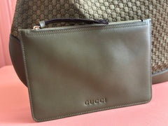 B LARGE SHOULDER BAG 49 IN ARMY GREEN GG EMBOSSED SUEDE