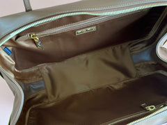 BEAU TOP HANDLE BAG 34 IN TAWNY BROWN SMOOTH CALFSKIN