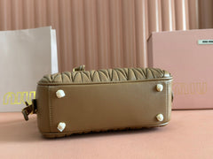 ARCADIE MATELASSÉ BAG 22 IN TAWNY BROWN GLOSSY LAMBSKIN