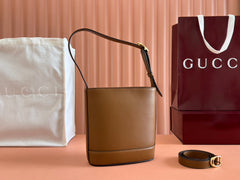 73 SMALL BUCKET BAG 20 IN BROWN SMOOTH CALFSKIN