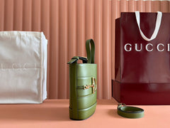 73 SMALL BUCKET BAG 20 IN GREEN SMOOTH CALFSKIN