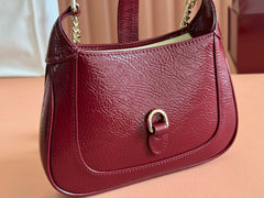 JACKIE NOTTE MINI BAG 19 IN RED WINE CRACKED LACQUER CALFSKIN GOLD HARDWARE