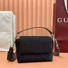 SMALL CROSSBODY BAG 19 IN BLACK CANVAS MONOGRAM LOGO