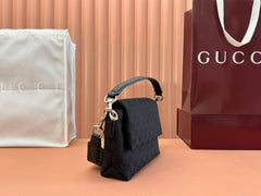 SMALL CROSSBODY BAG 19 IN BLACK CANVAS MONOGRAM LOGO