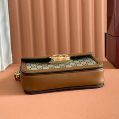 GO SMALL SHOULDER BAG 21.5 IN DARK GREY BROWN CALFSKIN