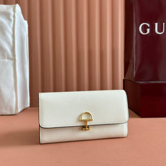 SOFTBIT CONTINENTAL WALLET 19 IN WHITE GRAINY CALFSKIN GOLD HARDWARE