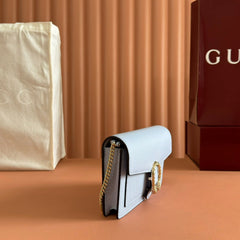 GUCCI 25S DIONYSUS WALLET ON CHAIN 20 IN LIGHT BLUE CALFSKIN