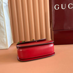 GUCCI BAMBOO MINI BAG 21 RED IN CALFSKIN