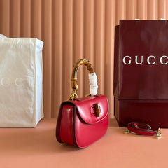 GUCCI BAMBOO MINI BAG 21 RED IN CALFSKIN